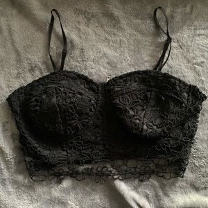 Black lace Crop top